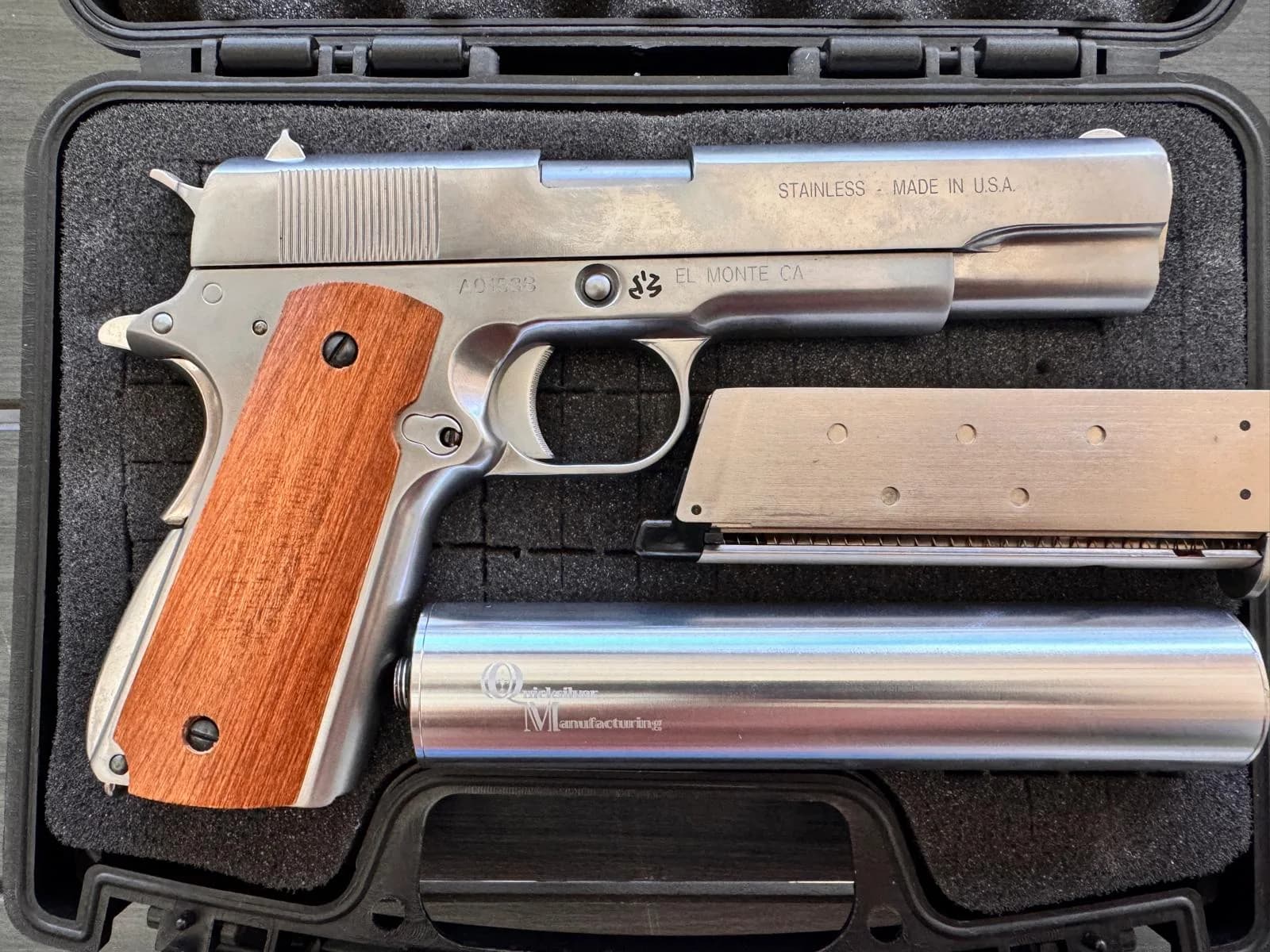 Réplique Airsoft WE M1911 Silver Gaz Blowback + accessoires mini 3
