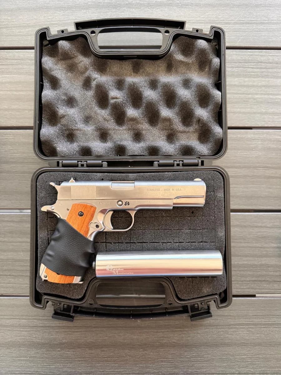 Réplique Airsoft WE M1911 Silver Gaz Blowback + accessoires mini 2