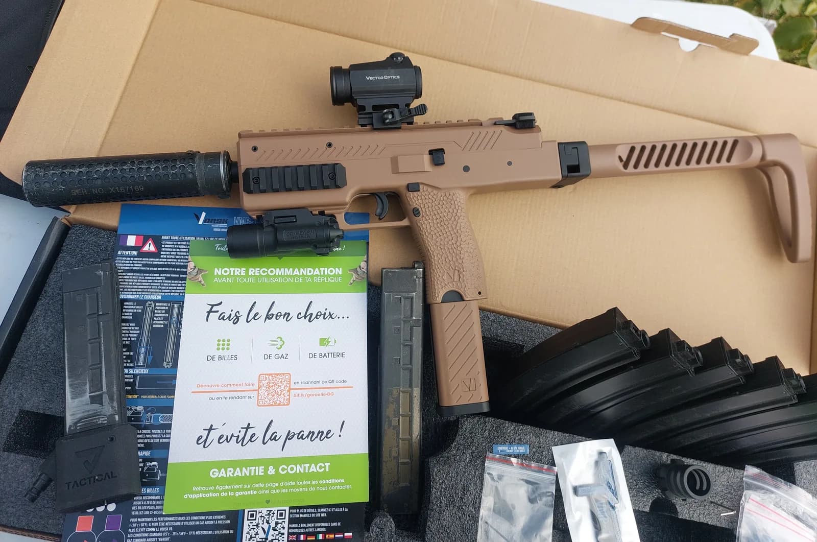 Pack complet réplique Airsoft Vorsk VMP-1 avec accessoires mini 3