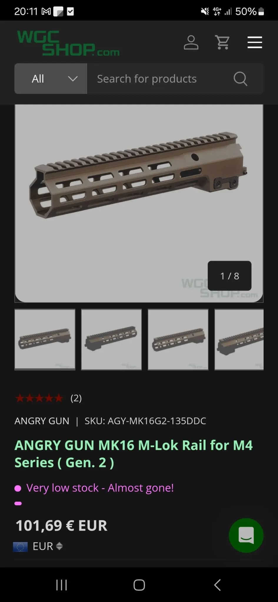 Garde Mains Angry Gun Alu Tan mini 2