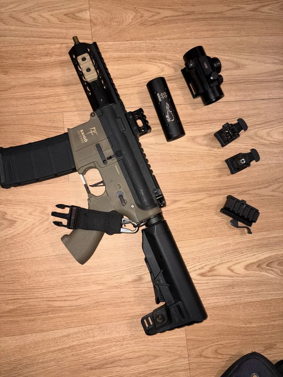 Lot airsoft complet M4 + équipement tactique – Fonctionnel mini 9